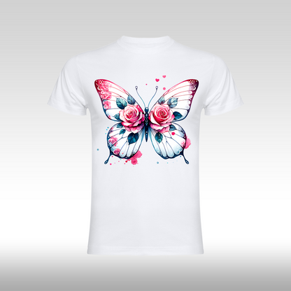 Tricou alb personalizat bumbac Fata fluture "Pink Wings" streetwear
