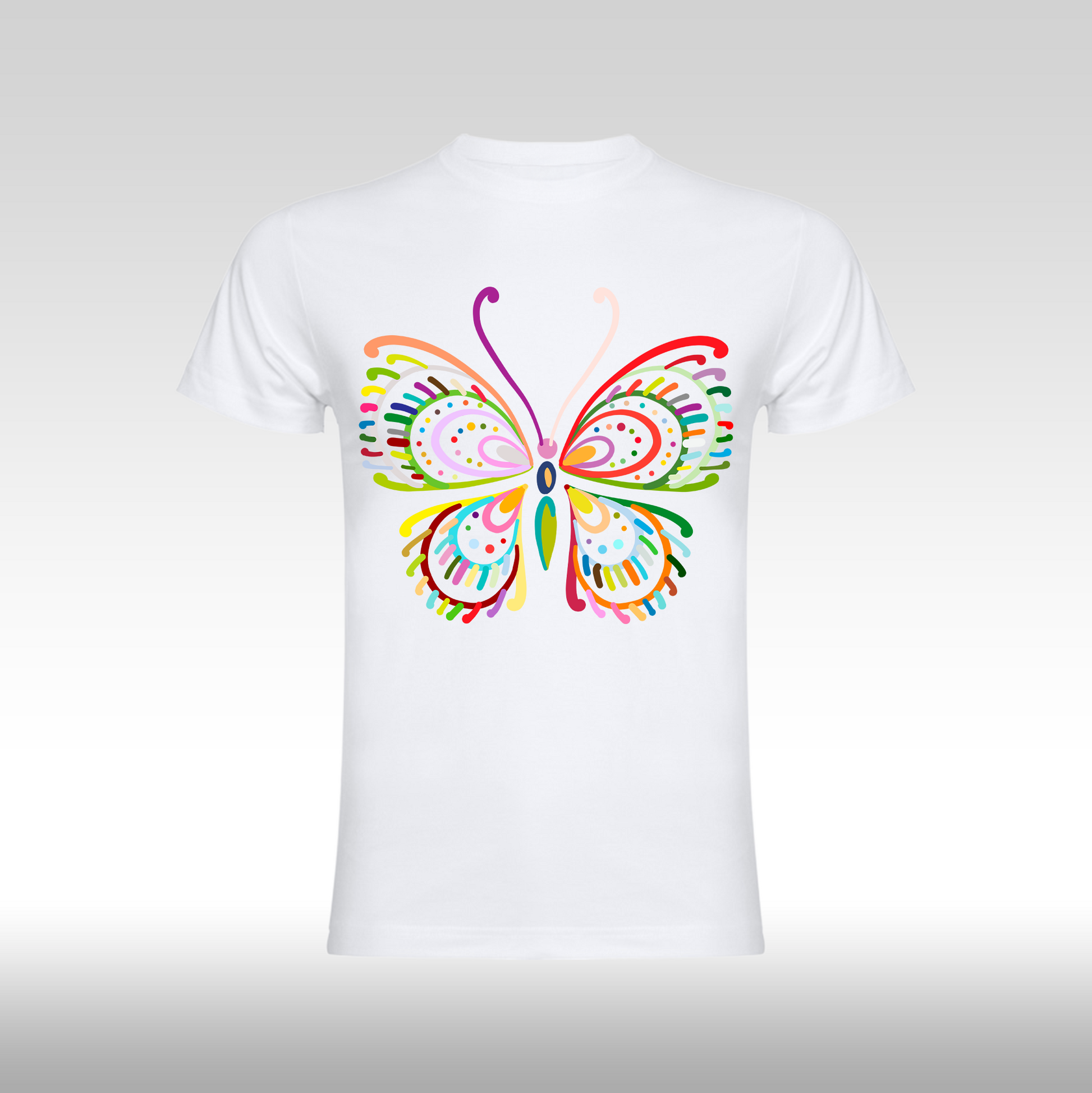 Tricou alb personalizat bumbac Fata Dama fluture "Spectrum Butterfly" streetwear
