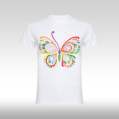 Tricou alb personalizat bumbac Fata Dama fluture "Spectrum Butterfly" streetwear
