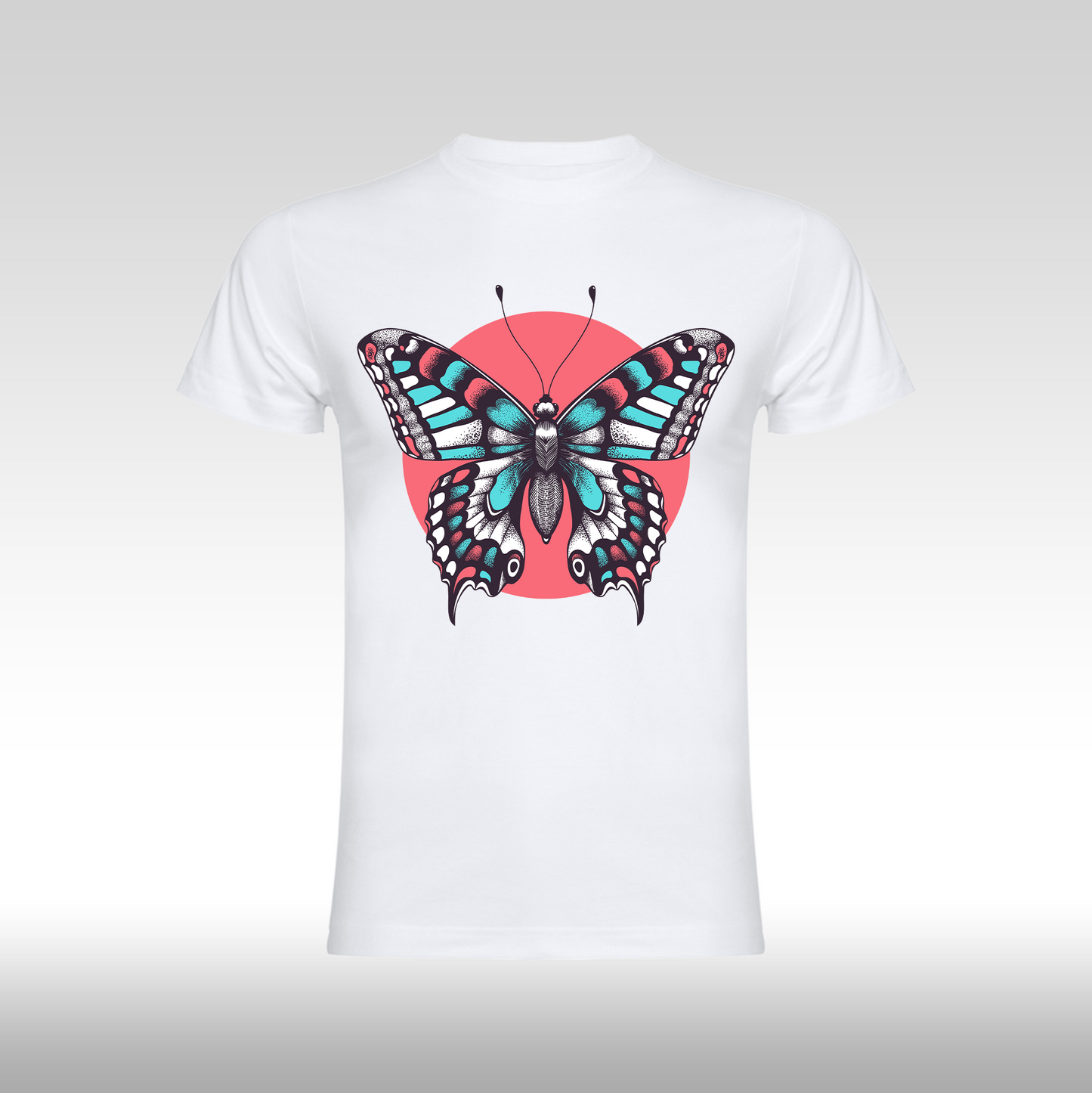 Tricou alb personalizat bumbac Fata Dama fluture "Vibrant Butterfly" streetwear
