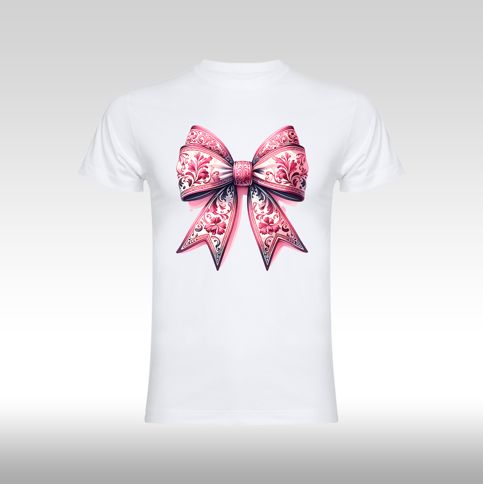 Tricou alb personalizat bumbac Fata Dama fundita "Floral Ribbon" streetwear
