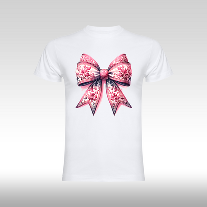 Tricou alb personalizat bumbac Fata Dama fundita "Floral Ribbon" streetwear