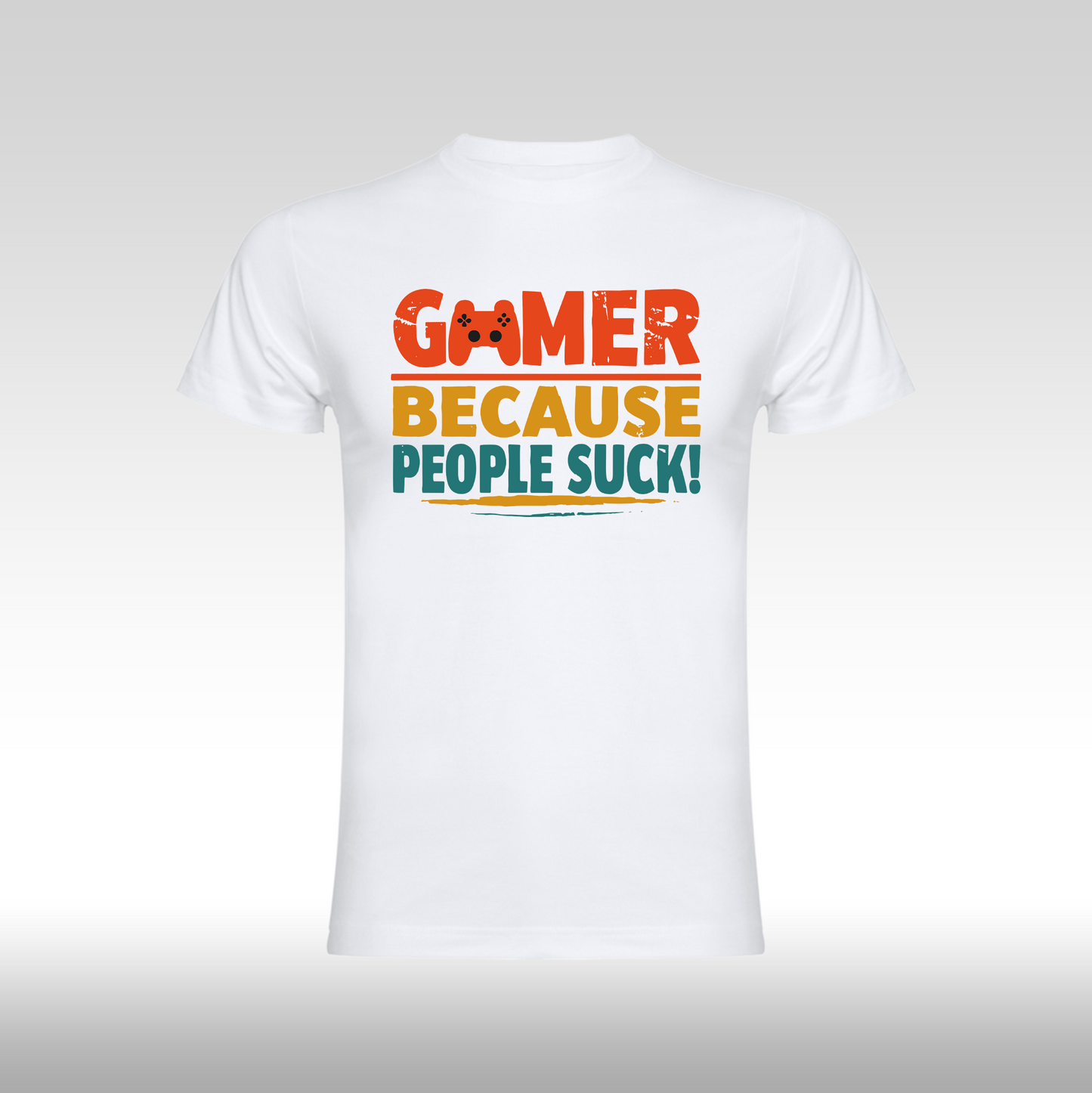 Tricou alb personalizat bumbac Fata gaming "Gamer Because People Suck" streetwear
