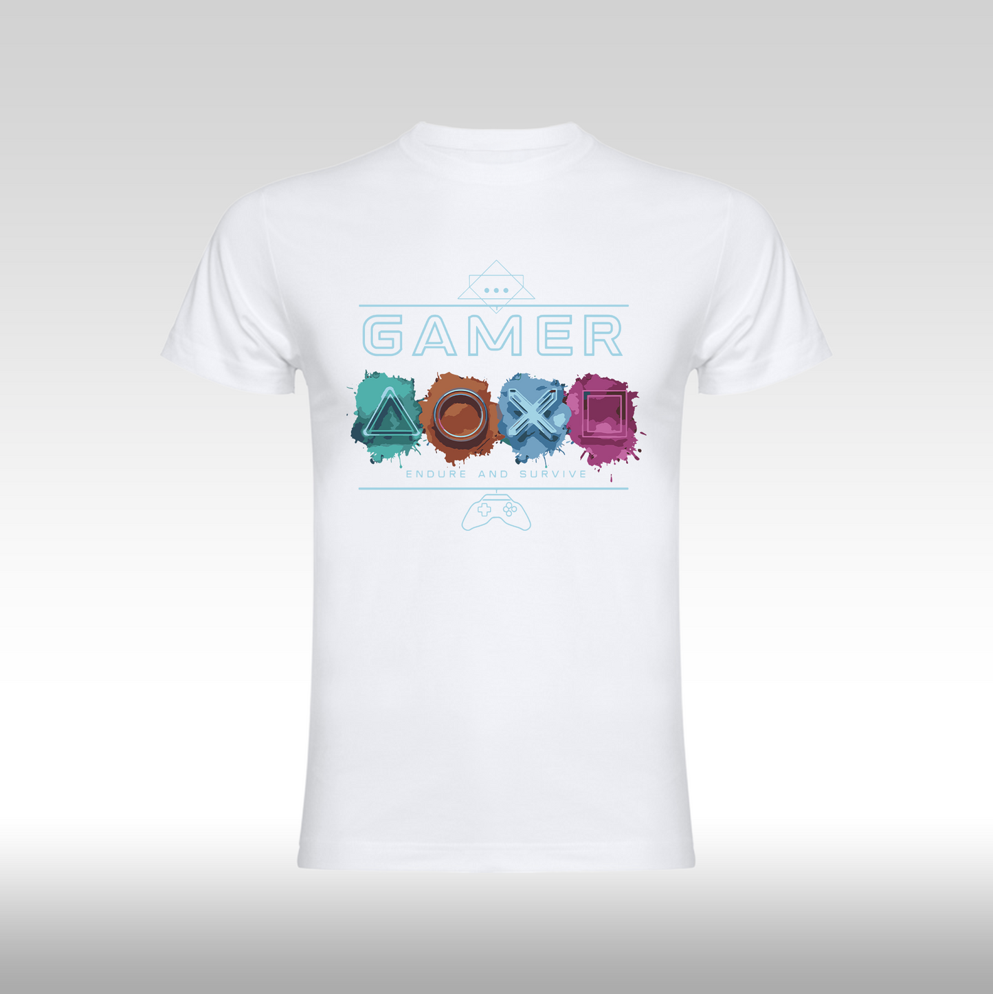 Tricou alb personalizat bumbac Fata gaming "Gamer Endure and Survive" streetwear
