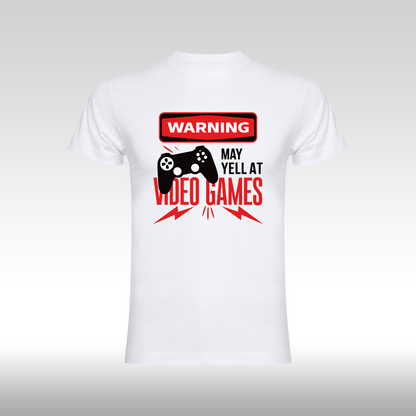 Tricou alb personalizat bumbac Fata gaming "Yell at Video Games" streetwear
