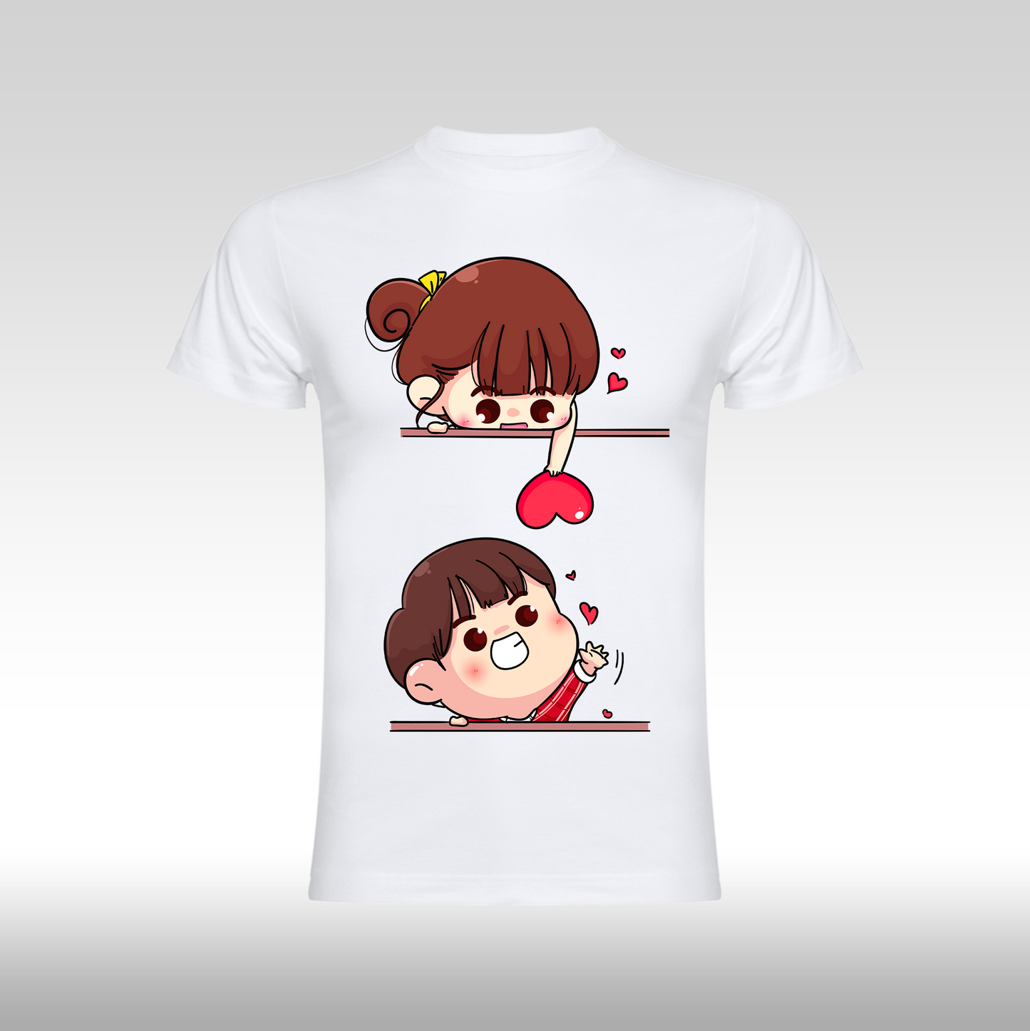 Tricou alb personalizat bumbac Fata Dama iubire "Love Couple" streetwear
