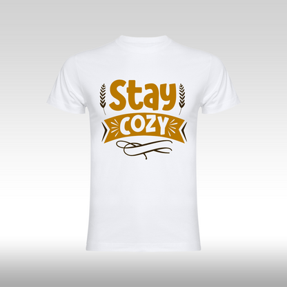 Tricou alb personalizat bumbac Fata Dama mesaj "Stay Cozy" streetwear

