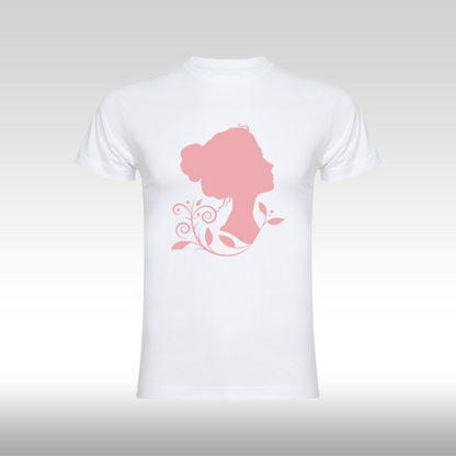 Tricou alb personalizat bumbac Fata Dama portret "Inner Bloom" streetwear
