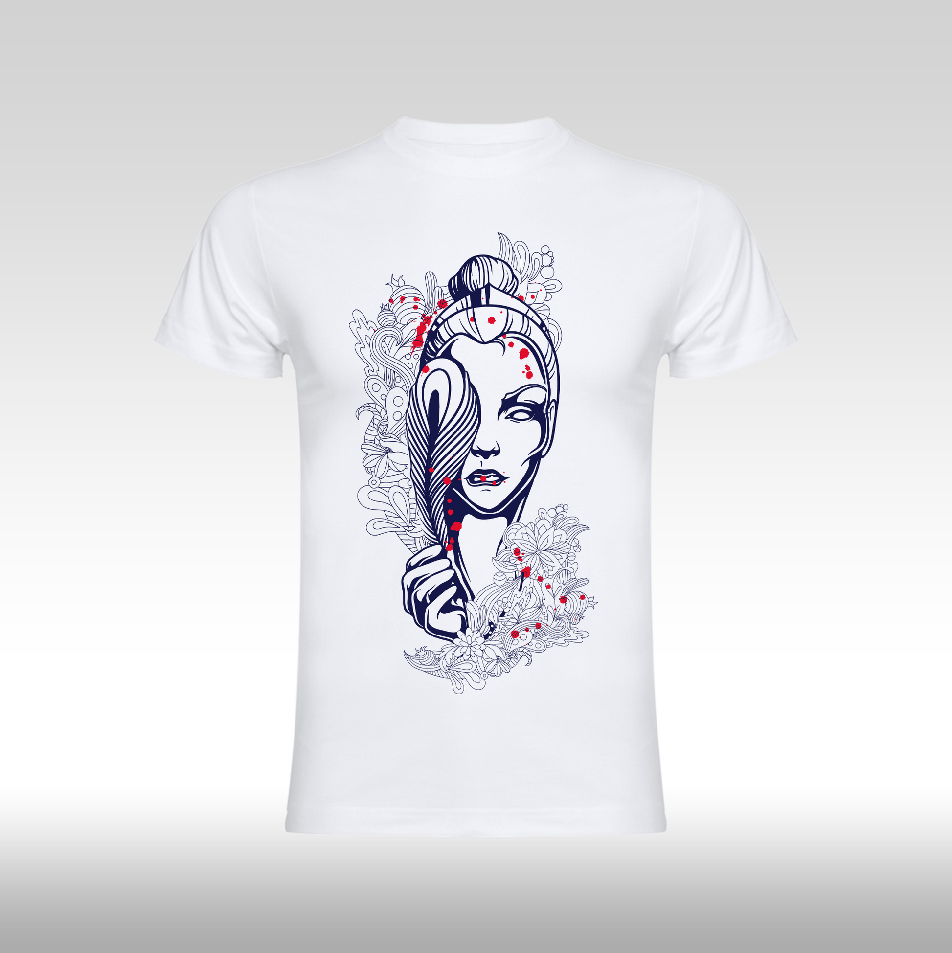 Tricou alb personalizat bumbac Fata Dama portret "Mystic Bloom" streetwear
