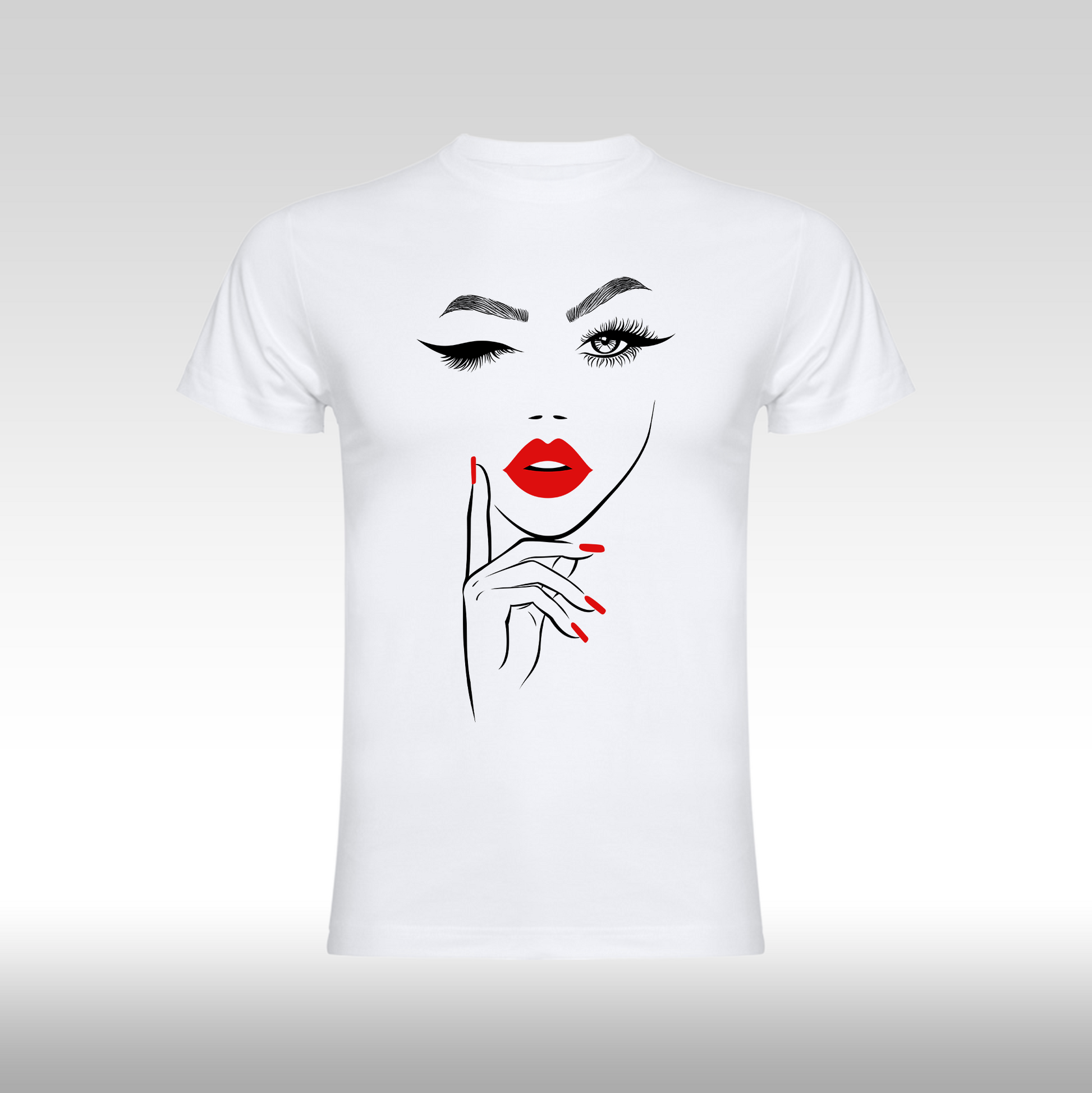 Tricou alb personalizat bumbac Fata Dama portret "Scarlet Signature" streetwear
