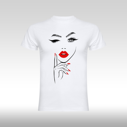 Tricou alb personalizat bumbac Fata Dama portret "Scarlet Signature" streetwear
