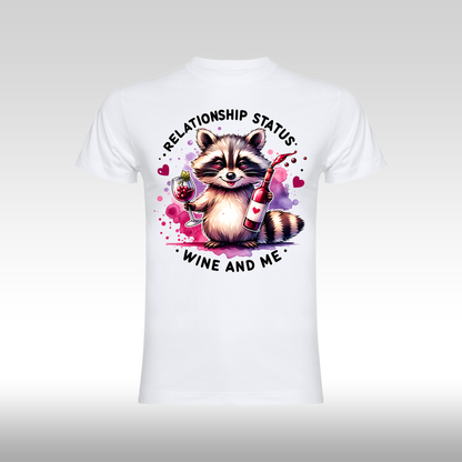 Tricou alb personalizat bumbac Fata Dama raton "Relationship Status: Wine and Me" streetwear
