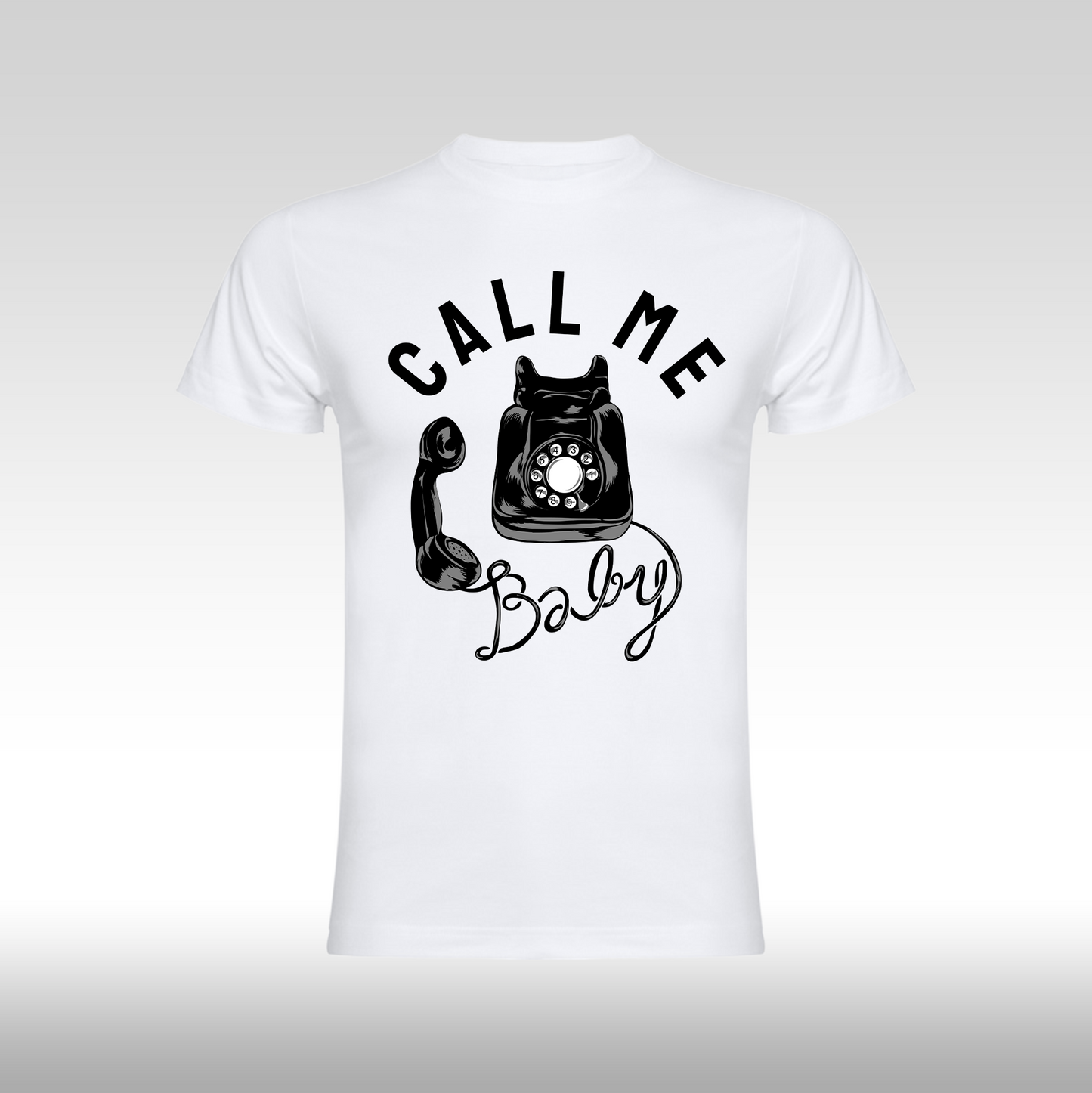 Tricou alb personalizat bumbac Fata Dama telefon "Call Me Baby" streetwear
