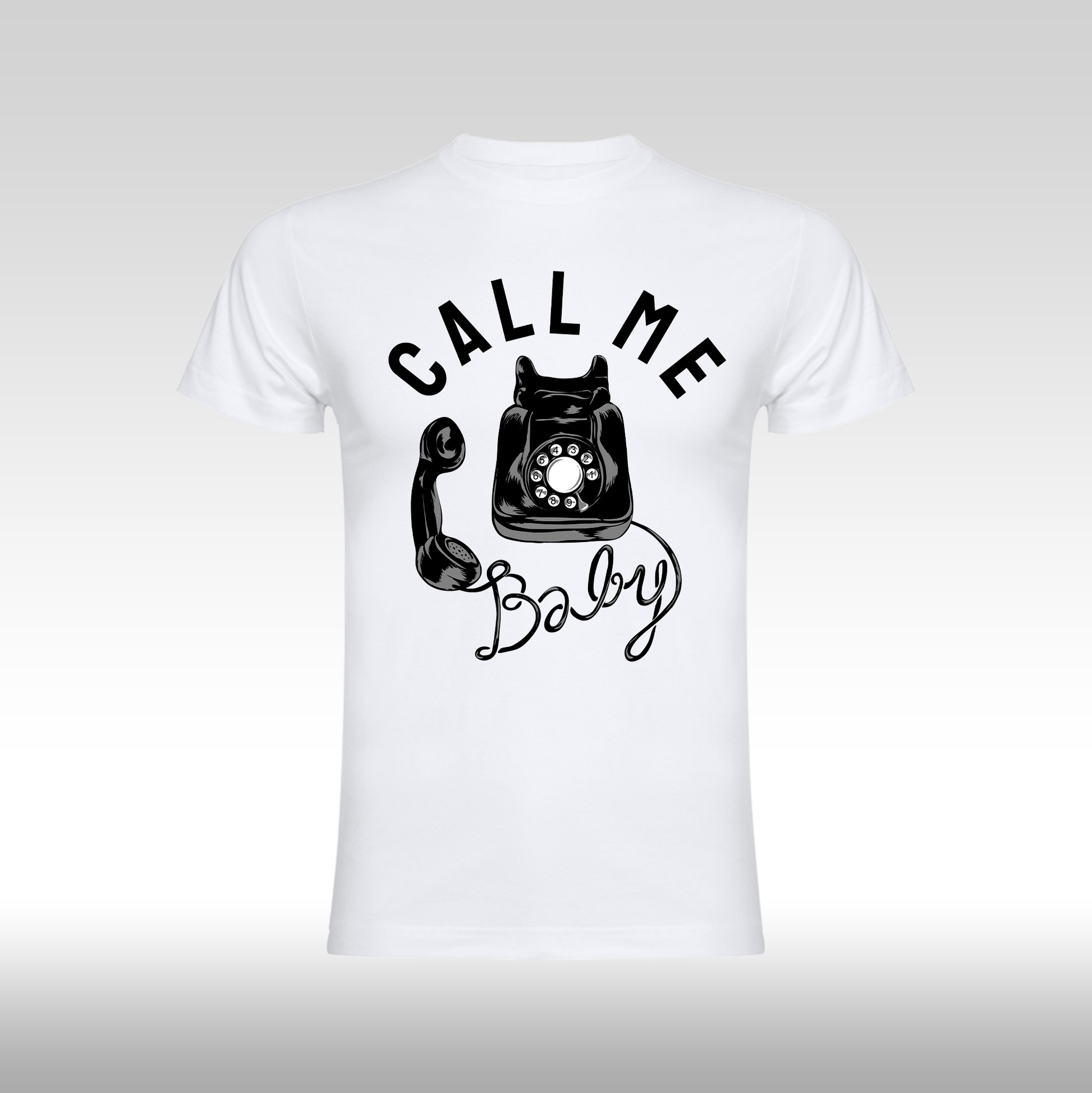Tricou alb personalizat bumbac Fata Dama telefon "Call Me Baby" streetwear
