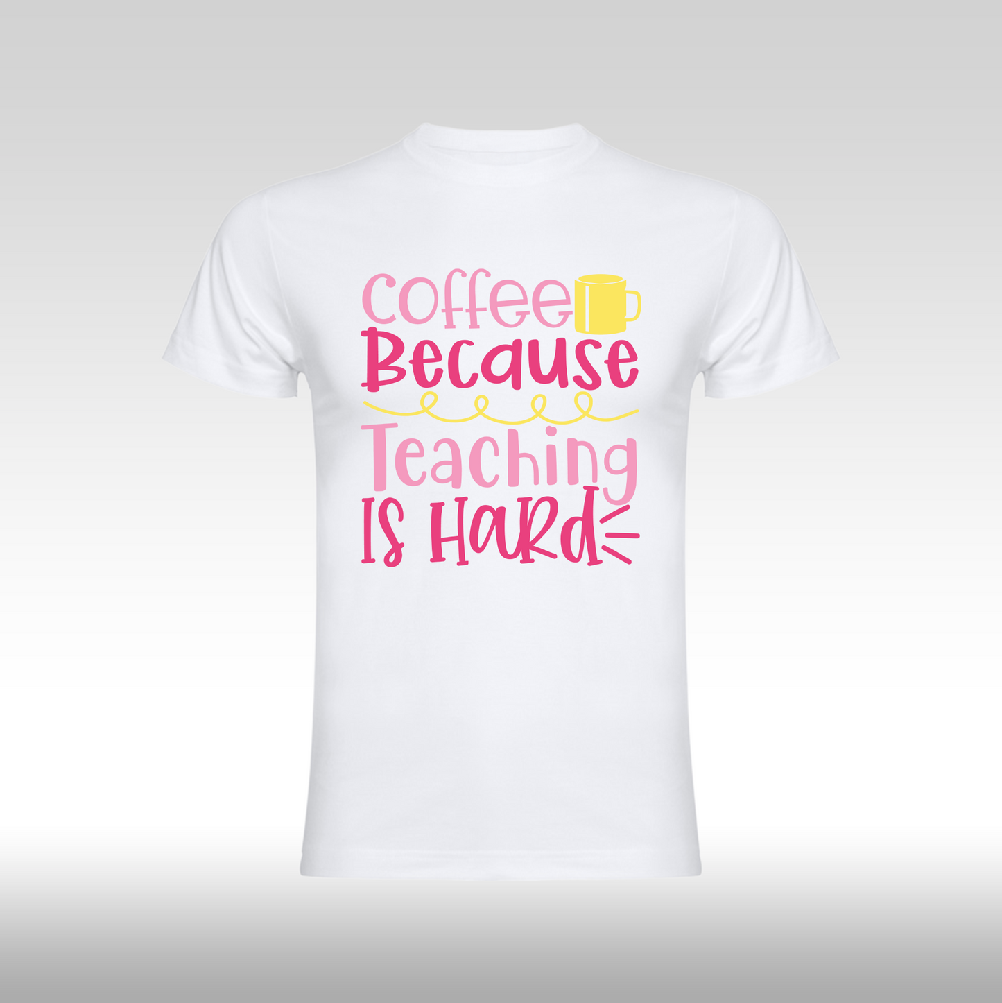 Tricou alb personalizat bumbac urban "Coffee Because Teaching is Hard" streetwear

