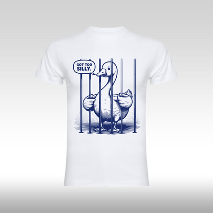 Tricou alb personalizat bumbac amuzant "Got too Silly" streetwear
