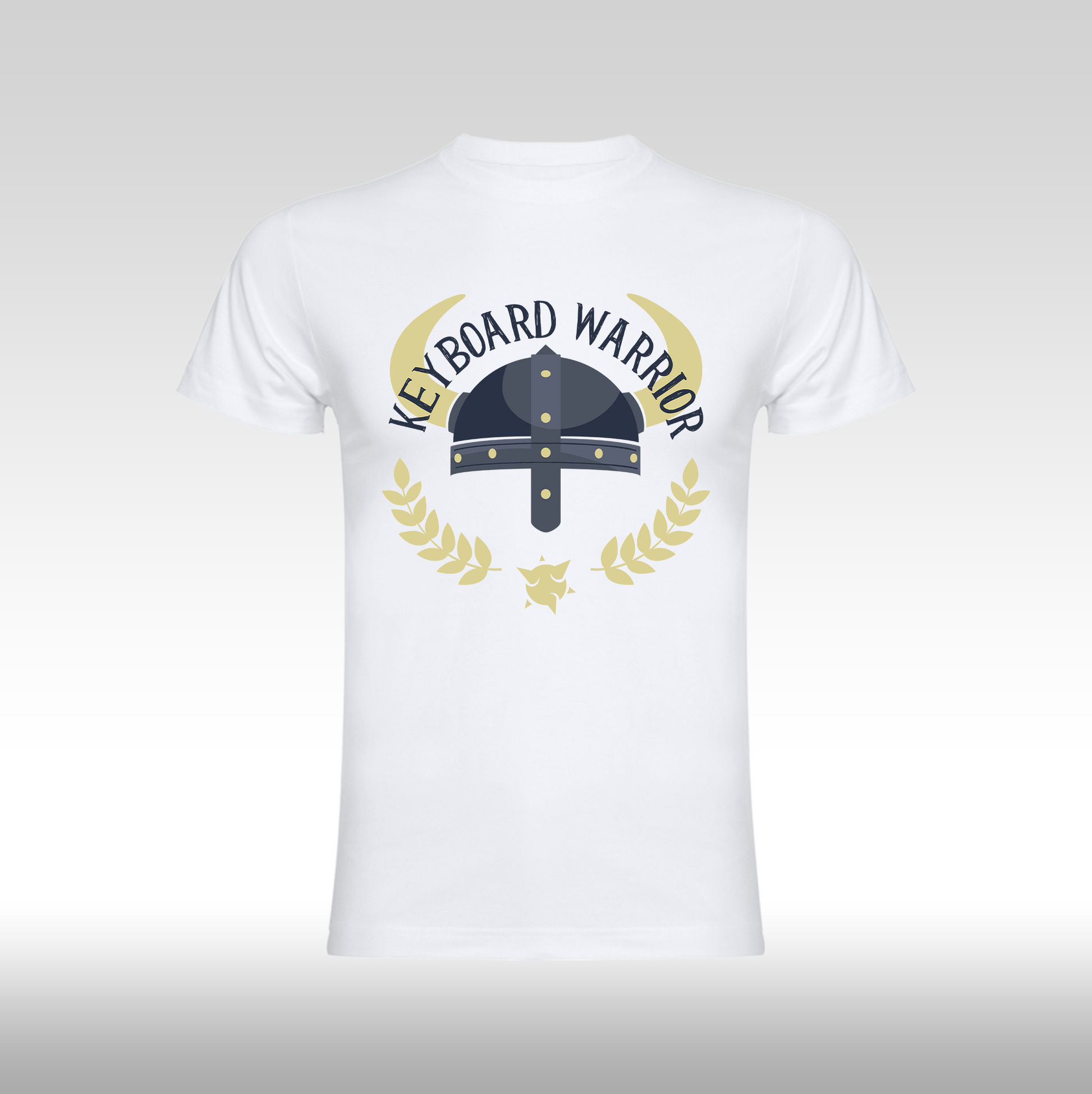 Tricou alb personalizat bumbac amuzant "Keyboard Warrior" streetwear
