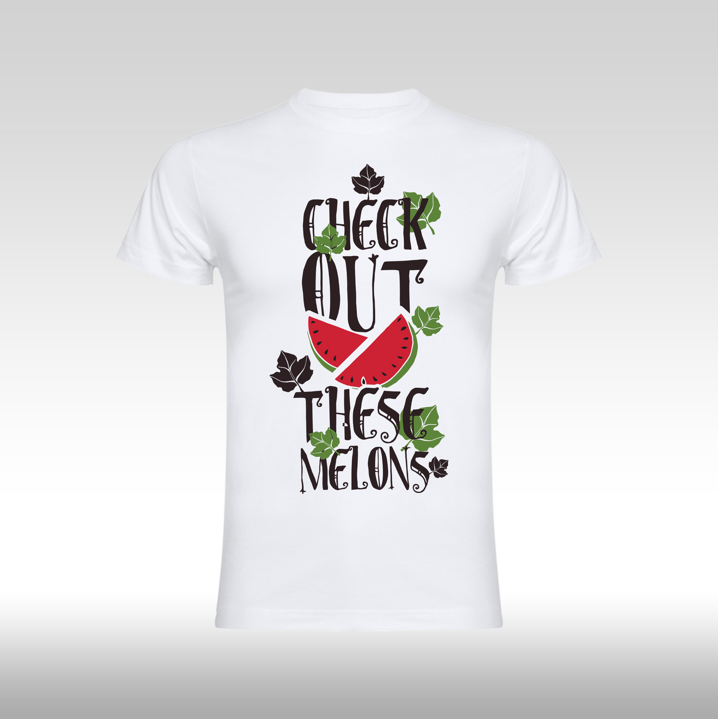 Tricou alb personalizat bumbac amuzant "Check out These Melons" streetwear

