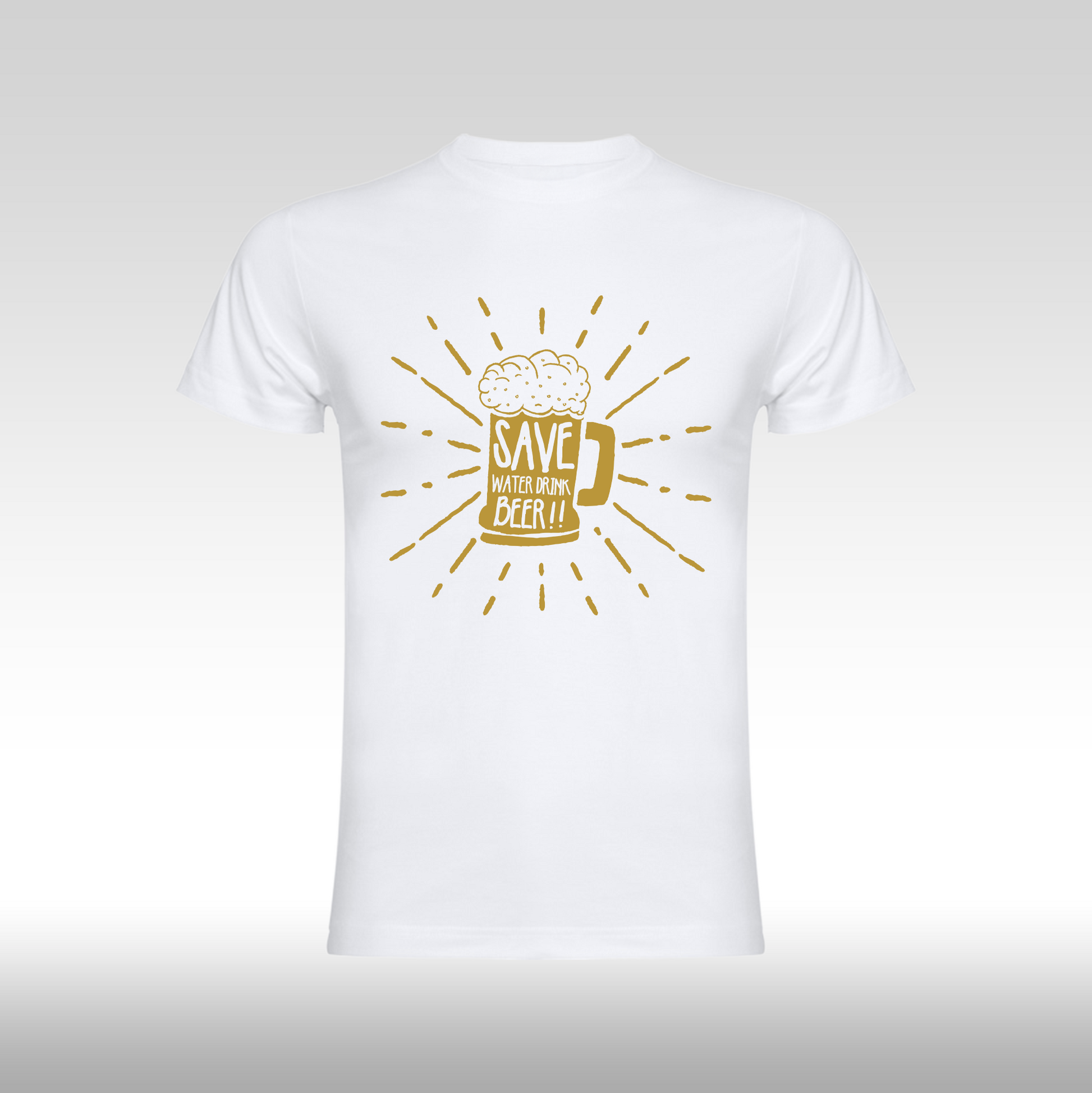 Tricou alb personalizat bumbac amuzant "Save Water Drink Beer" streetwear
