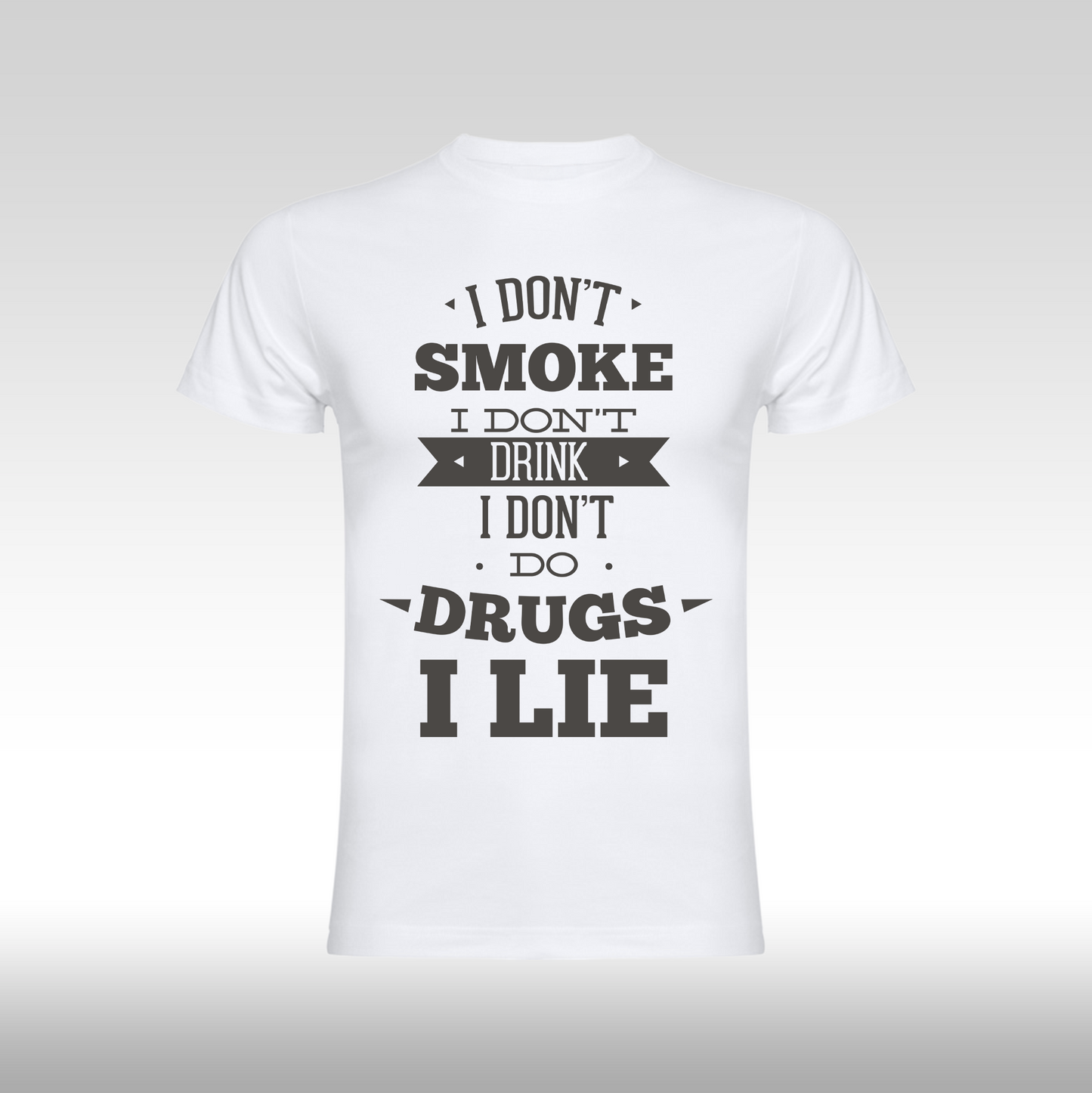 Tricou alb personalizat bumbac amuzant "I don't Smoke I don't Drink I don't do Drugs I Lie" streetwear

