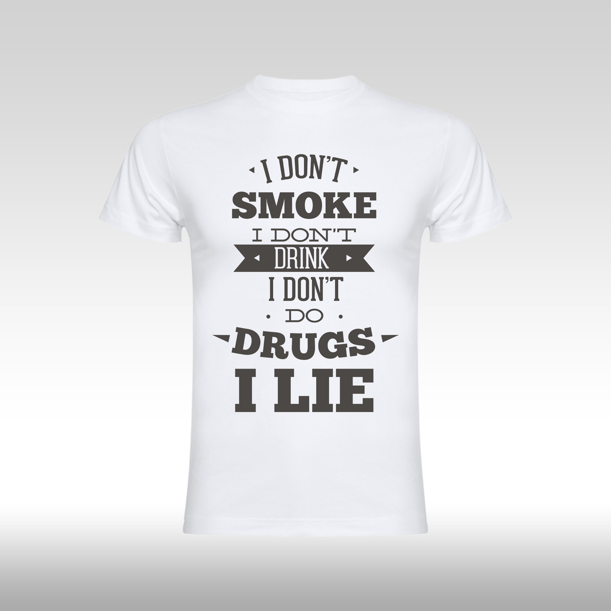 Tricou alb personalizat bumbac amuzant "I don't Smoke I don't Drink I don't do Drugs I Lie" streetwear
