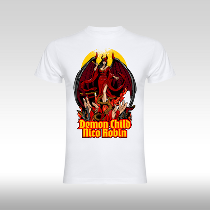 Tricou alb personalizat bumbac anime "Demon Child Nico Robin" streetwear

