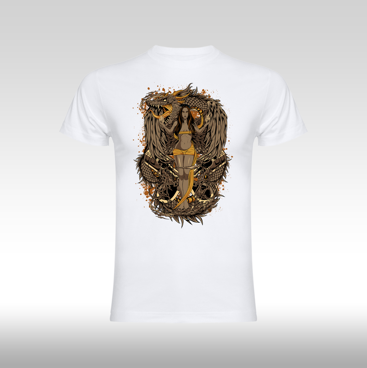 Tricou alb personalizat bumbac anime "Dragon Spirit" streetwear
