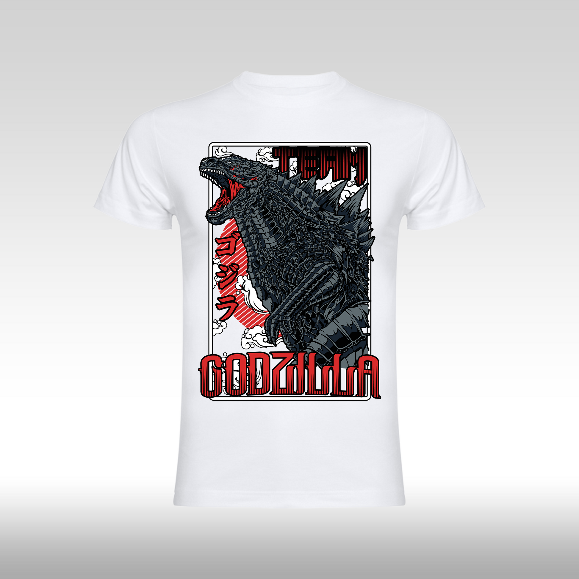 Tricou Alb personalizat bumbac anime "Godzilla" streetwear
