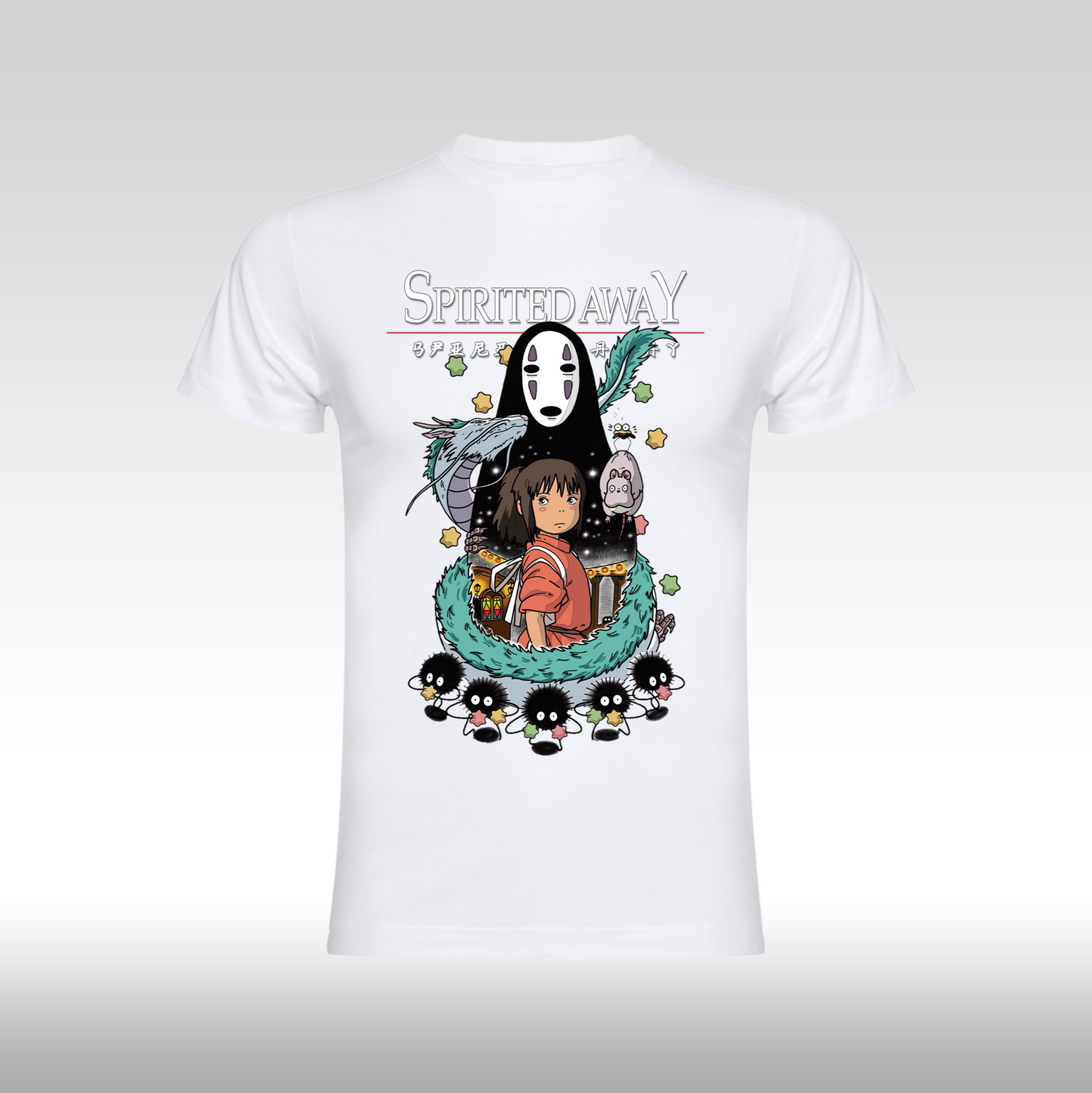 Tricou alb personalizat bumbac anime "Spirited Away" streetwear
