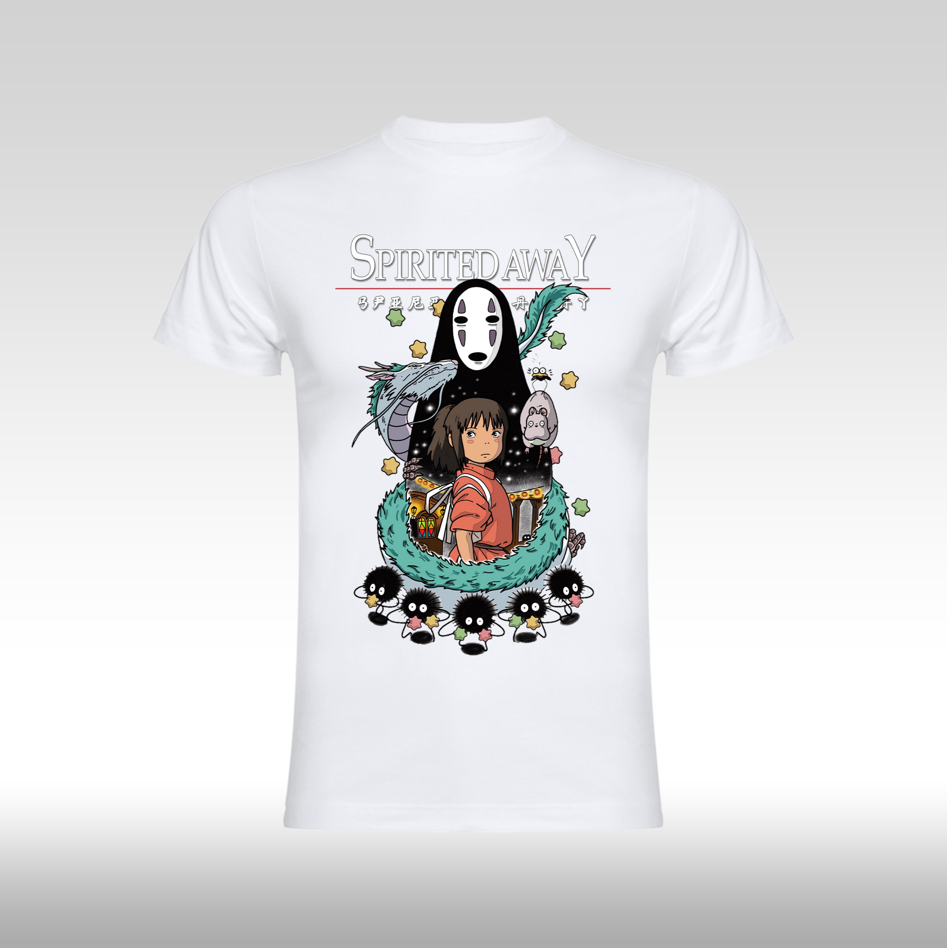 Tricou alb personalizat bumbac anime "Spirited Away" streetwear
