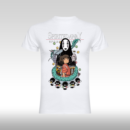 Tricou alb personalizat bumbac anime "Spirited Away" streetwear
