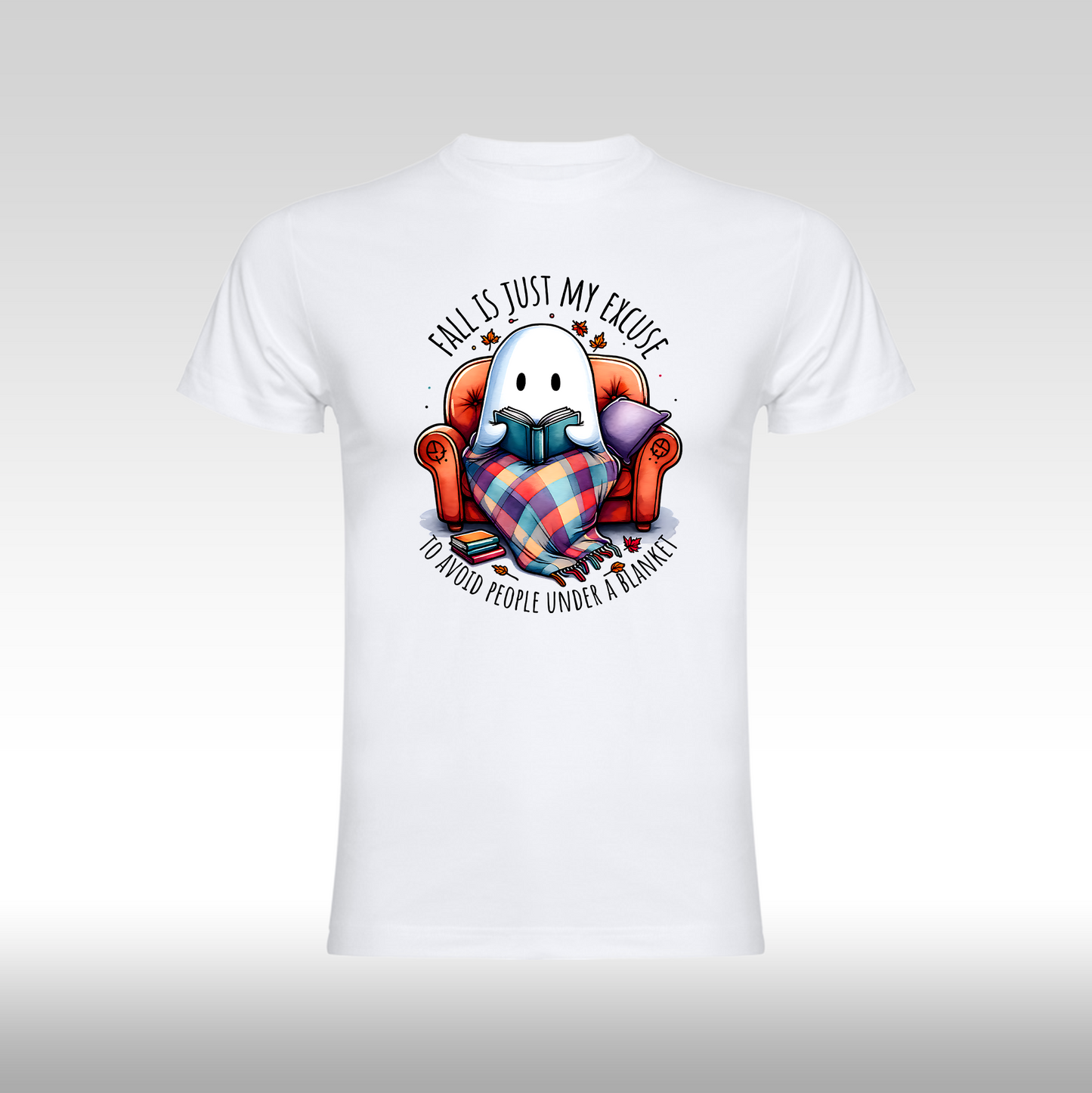 Tricou alb personalizat bumbac halloween "Fail is Just My Excuse to Avoid People Under a Blanket" streetwear
