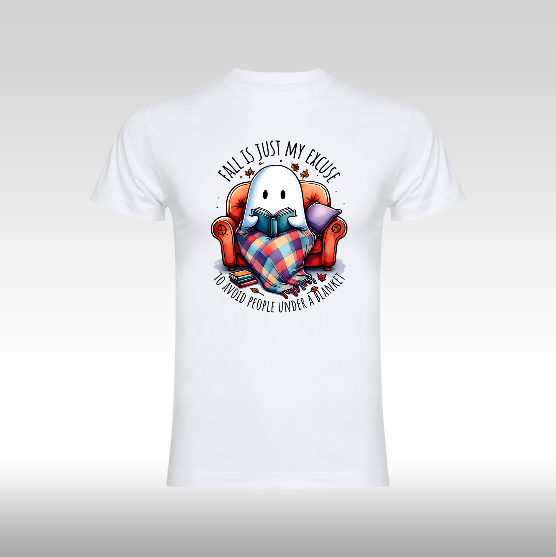 Tricou alb personalizat bumbac halloween "Fail is Just My Excuse to Avoid People Under a Blanket" streetwear
