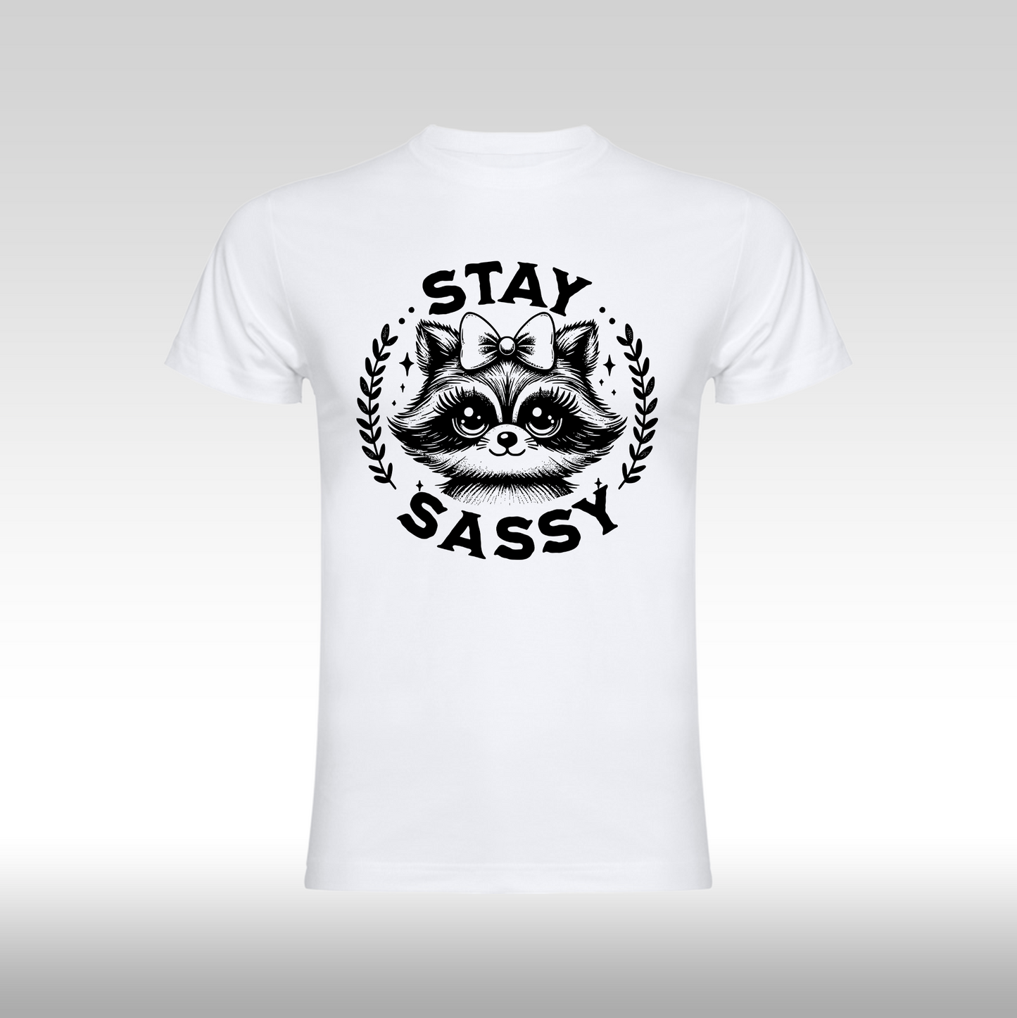 Tricou alb personalizat bumbac raton "Stay Sassy" streetwear
