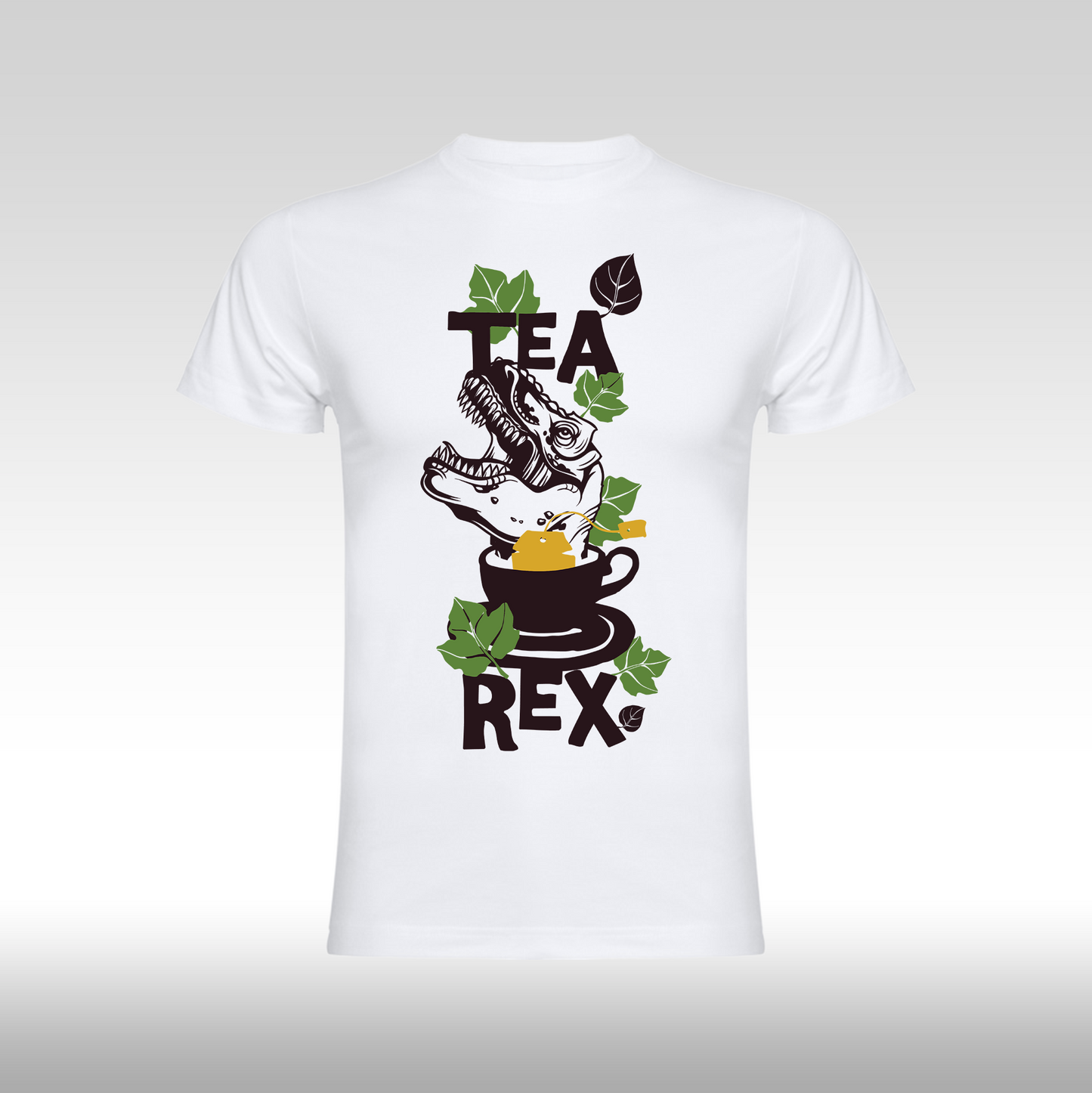 Tricou alb personalizat bumbac urban "Tea Rex" streetwear
