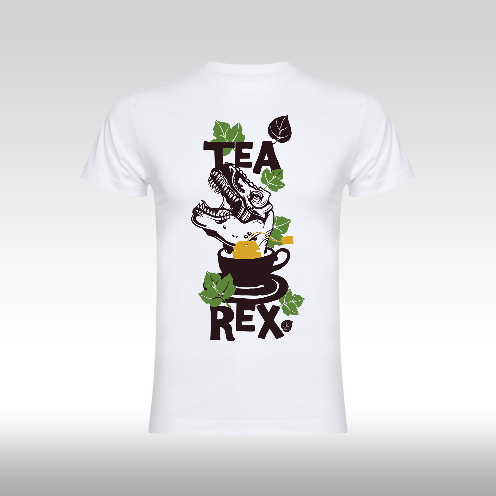 Tricou alb personalizat bumbac urban "Tea Rex" streetwear
