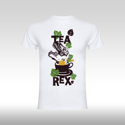 Tricou alb personalizat bumbac urban "Tea Rex" streetwear
