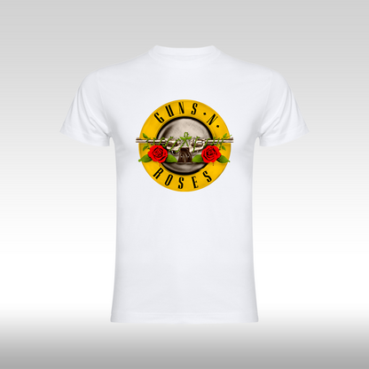 Tricou alb personalizat bumbac urban "Guns~N~Roses Logo" streetwear
