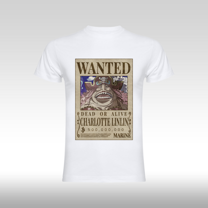 Tricou alb personalizat bumbac Fata anime "WANTED : Charlotte Linlin" streetwear
