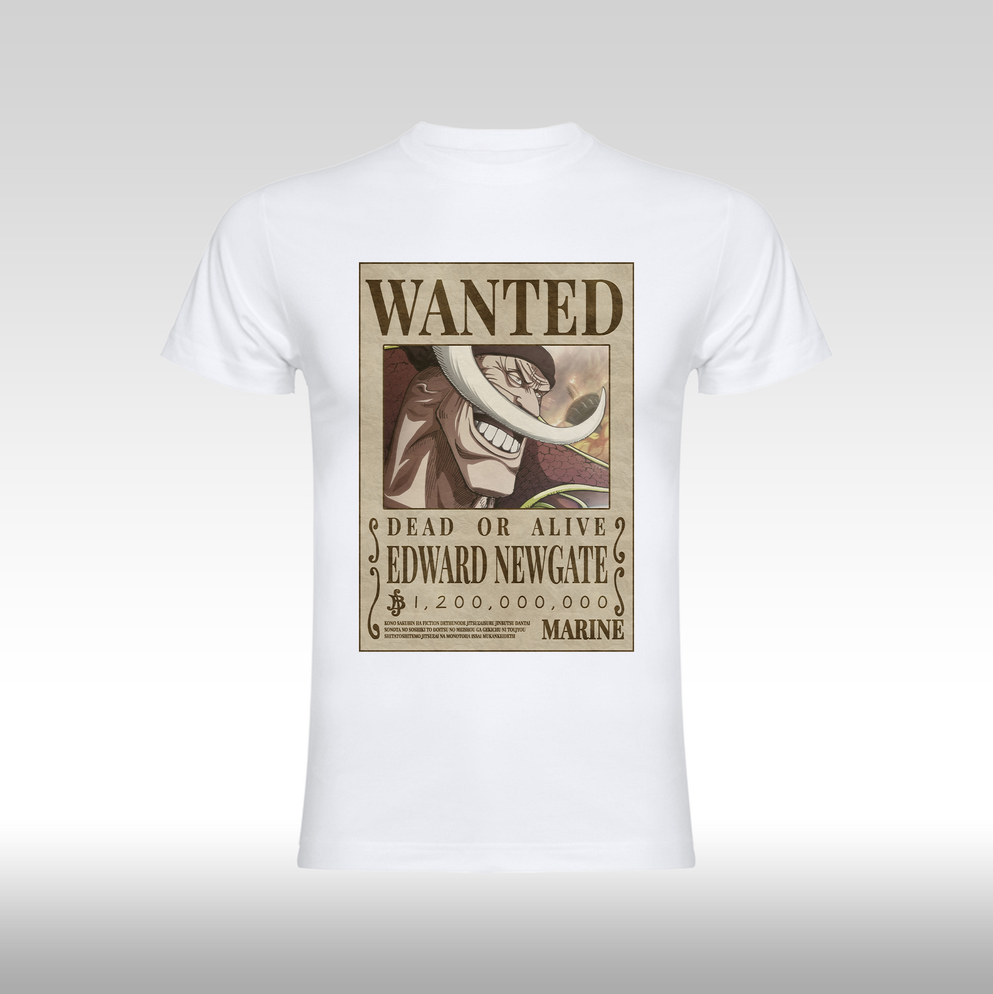 Tricou alb personalizat bumbac Fata anime "WANTED : Edward Newgate" streetwear
