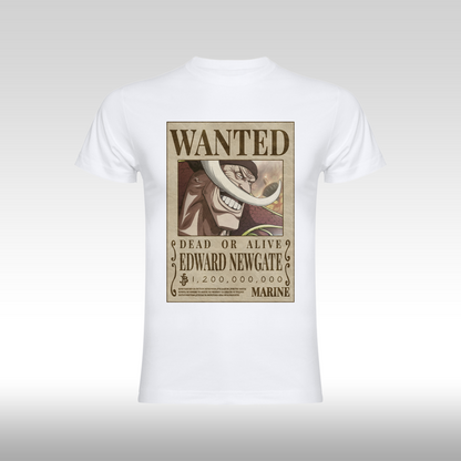 Tricou alb personalizat bumbac Fata anime "WANTED : Edward Newgate" streetwear
