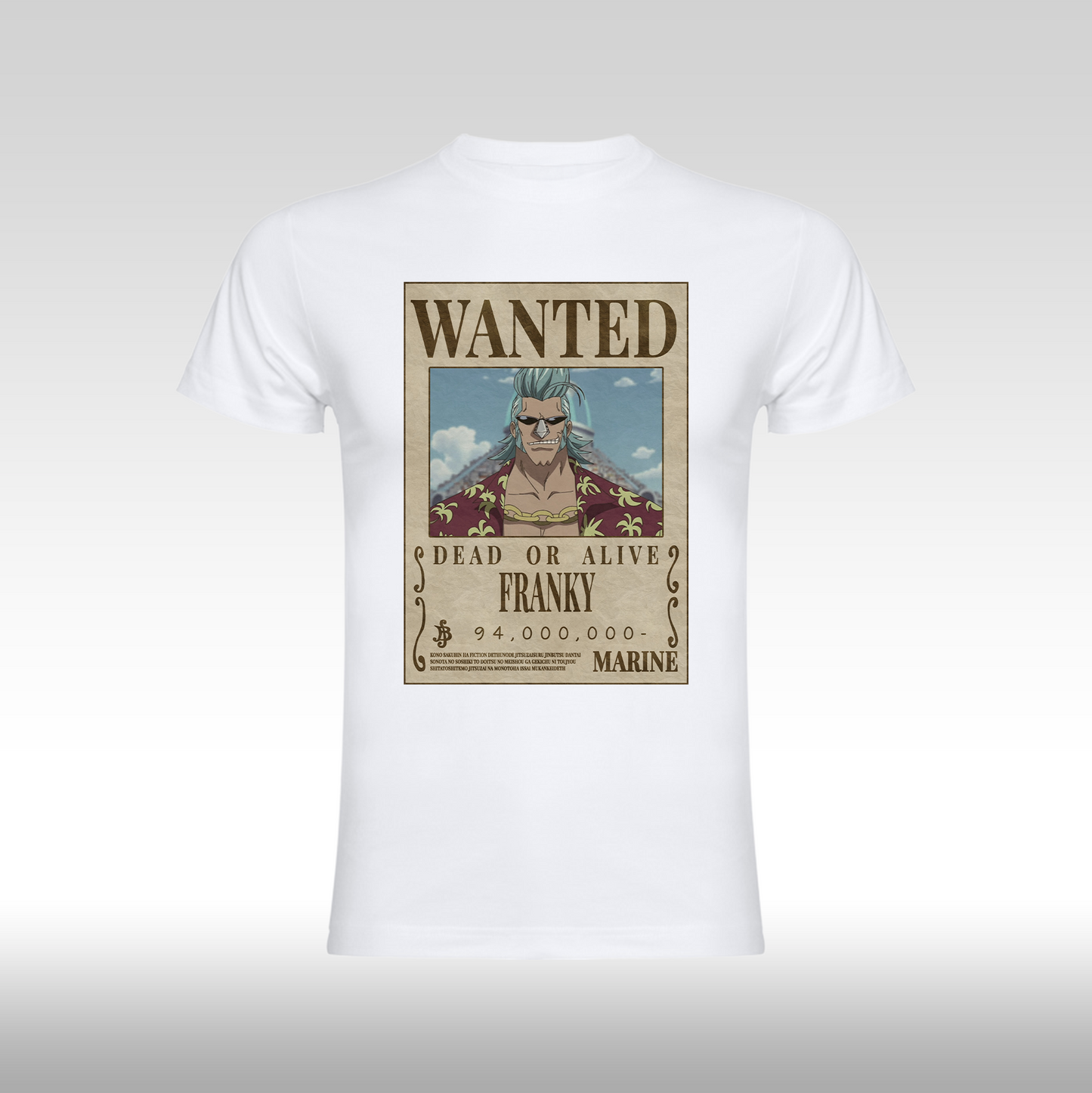 Tricou alb personalizat bumbac Fata anime "WANTED : Franky" streetwear
