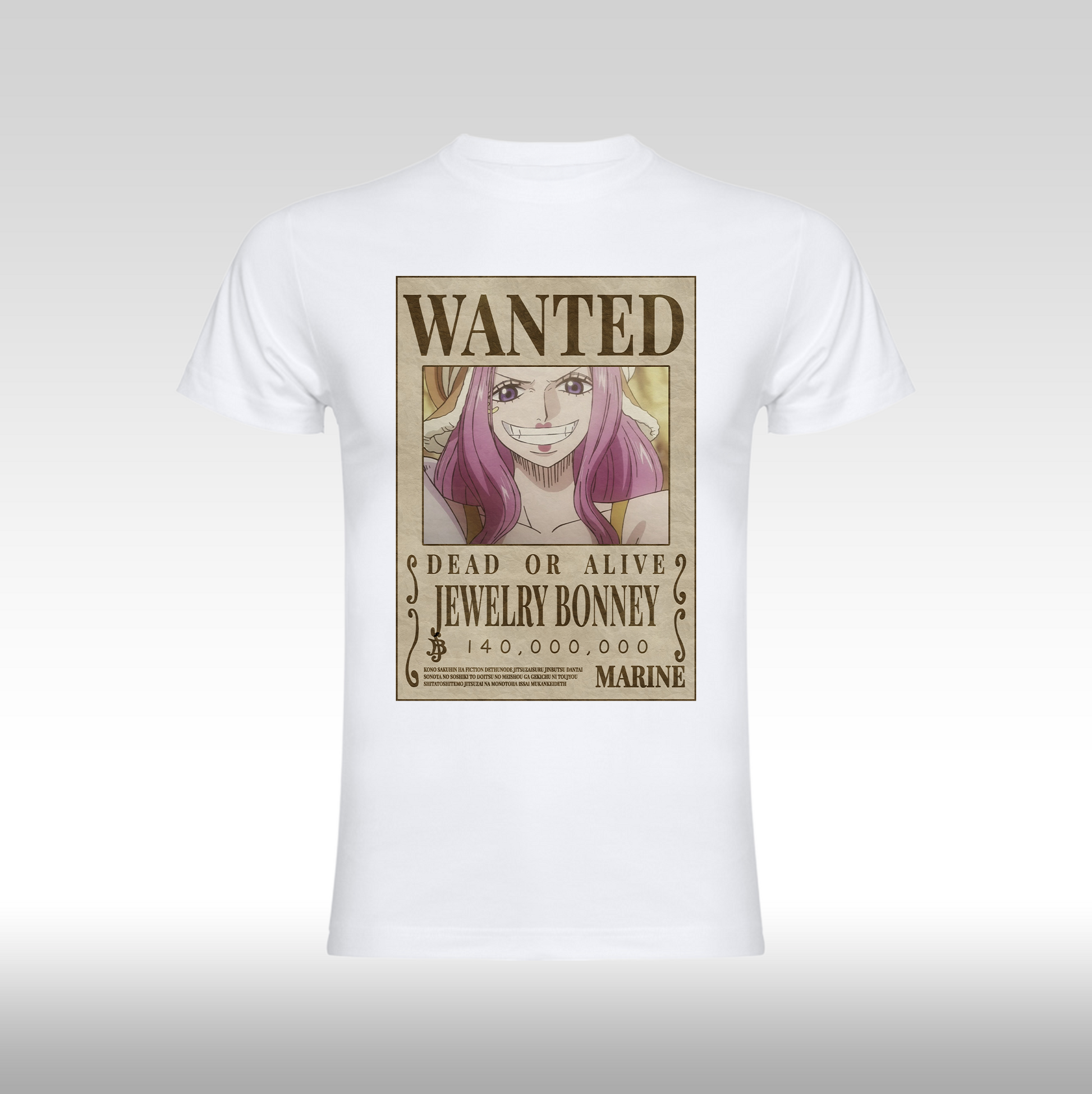Tricou alb personalizat bumbac Fata anime "WANTED : Jewelry Bonney" streetwear

