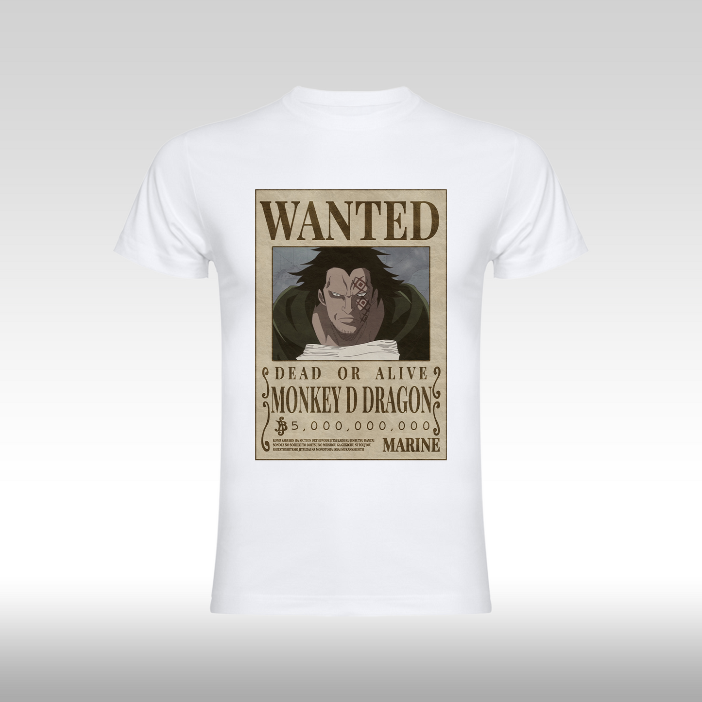 Tricou alb personalizat bumbac Fata anime "WANTED : Monkey D Dragon" streetwear
