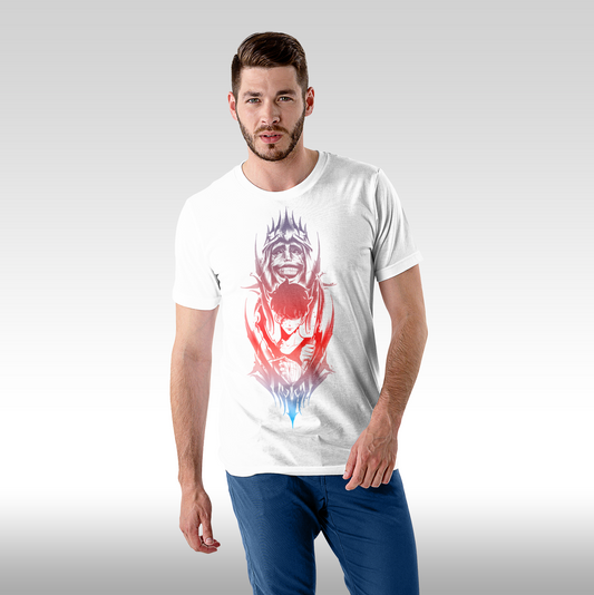 Tricou alb personalizat bumbac Fata barbat anime "Solo Leveling" streetwear
