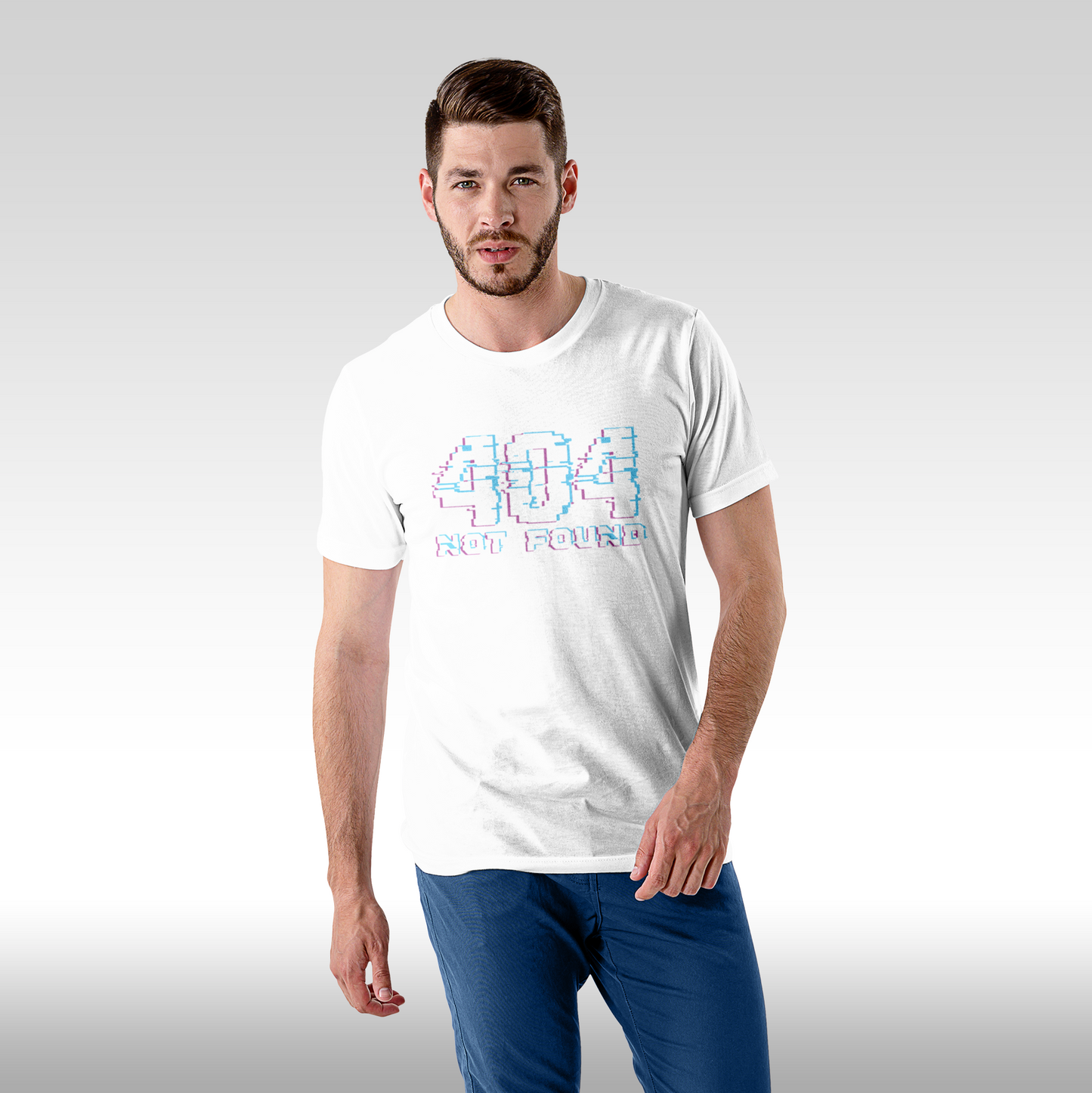 Tricou alb personalizat bumbac Fata Barbat gaming "404 Not Found" streetwear
