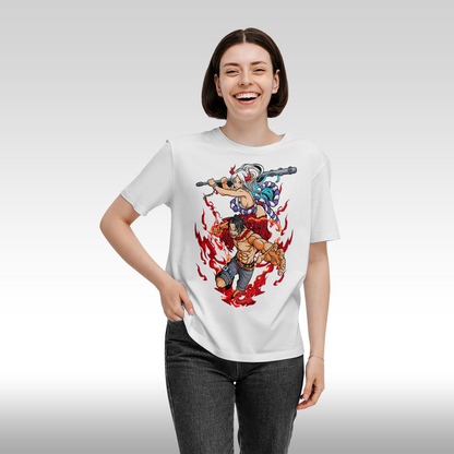 Tricou alb personalizat bumbac Fata dama anime "Ace-x-Yamato" streetwear
