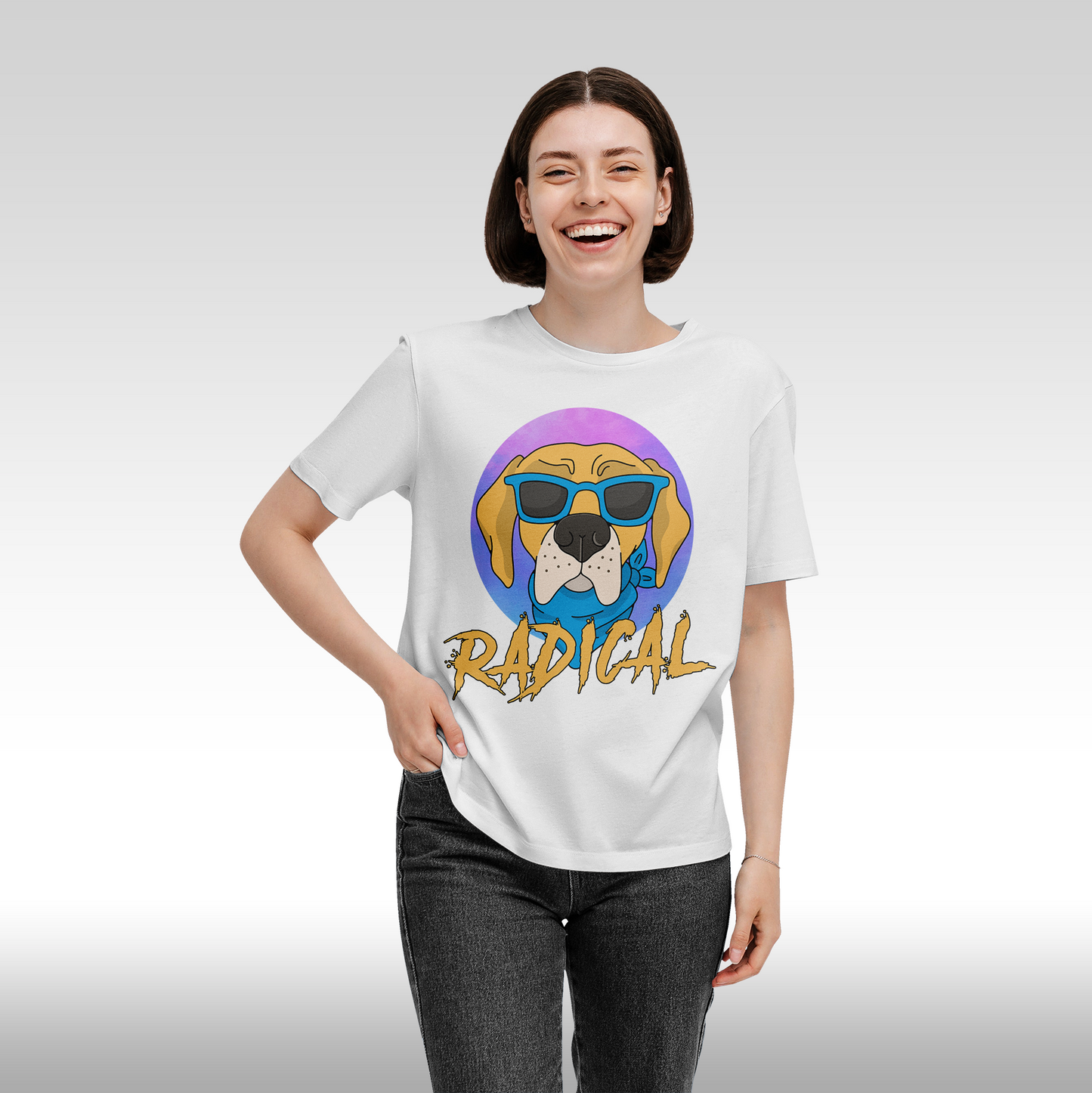 Tricou alb personalizat bumbac Fata dama urban "Radical" streetwear
