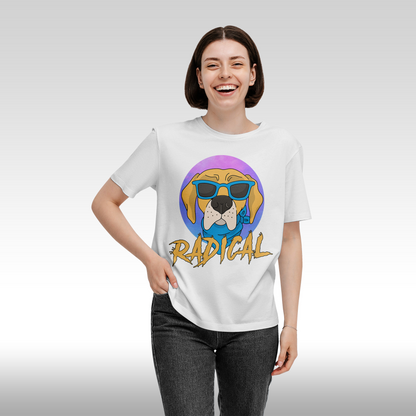 Tricou alb personalizat bumbac Fata dama urban "Radical" streetwear
