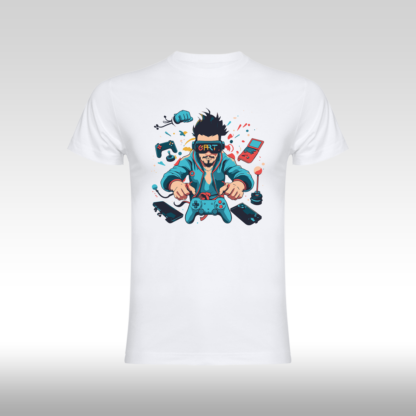 Tricou alb personalizat bumbac Fata gaming "G-ART" streetwear
